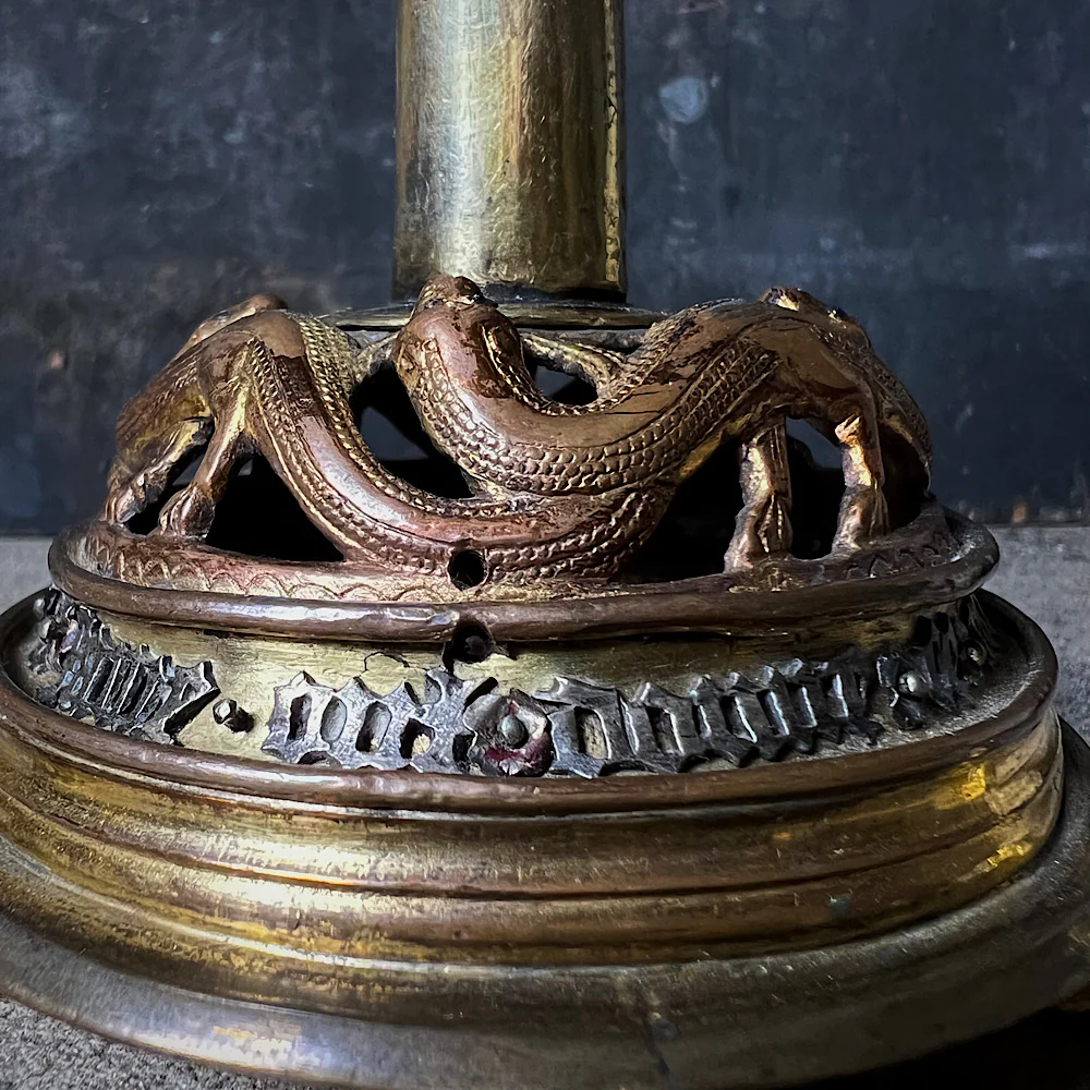 A Very Rare Gilt Copper Pricket Candlestick 13th Century Limoges & Later from renowned Collection of Nicolas Landau - Image 11