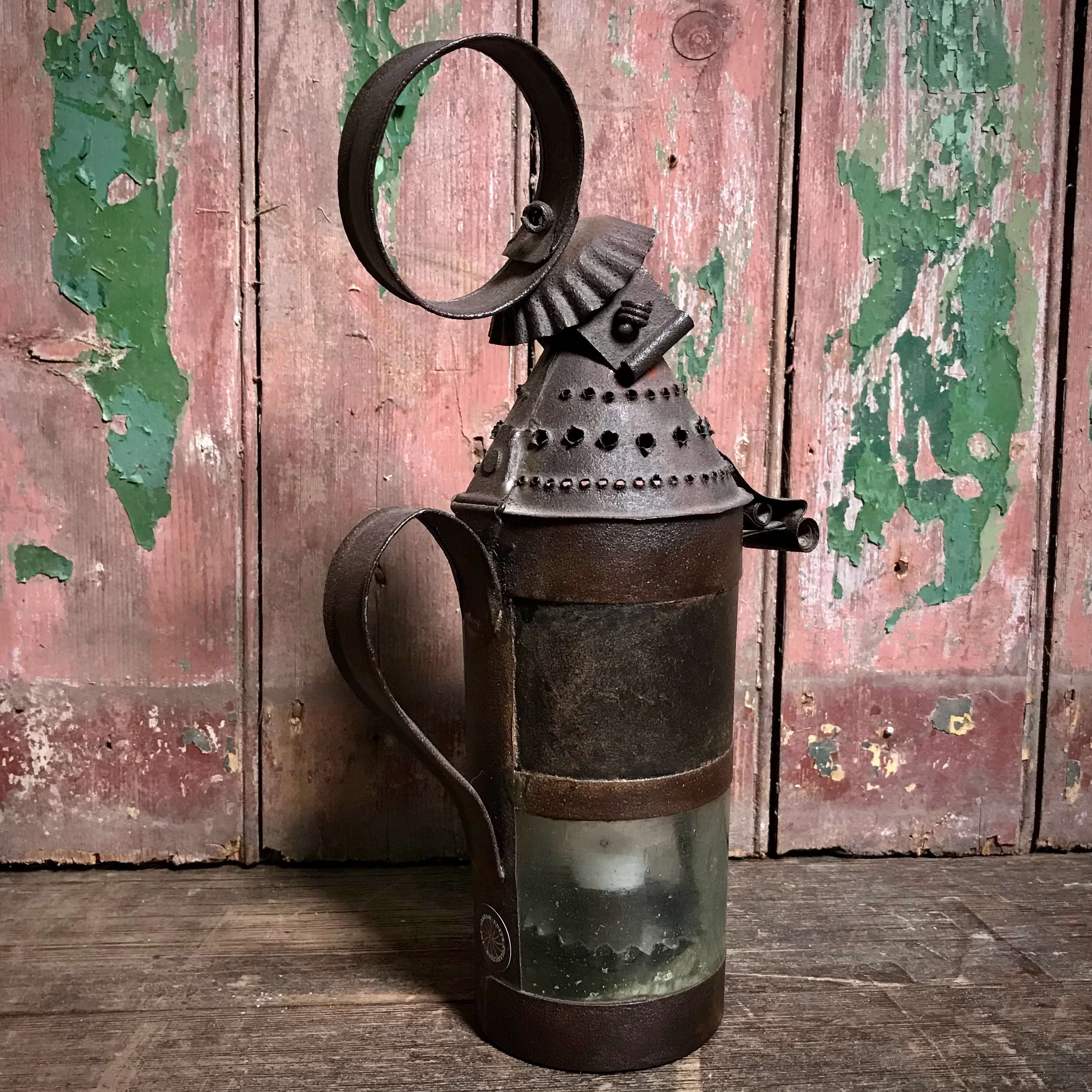 An 18th Century Pierced Sheet Iron Pendant “Tumbler” Lantern - Image 3