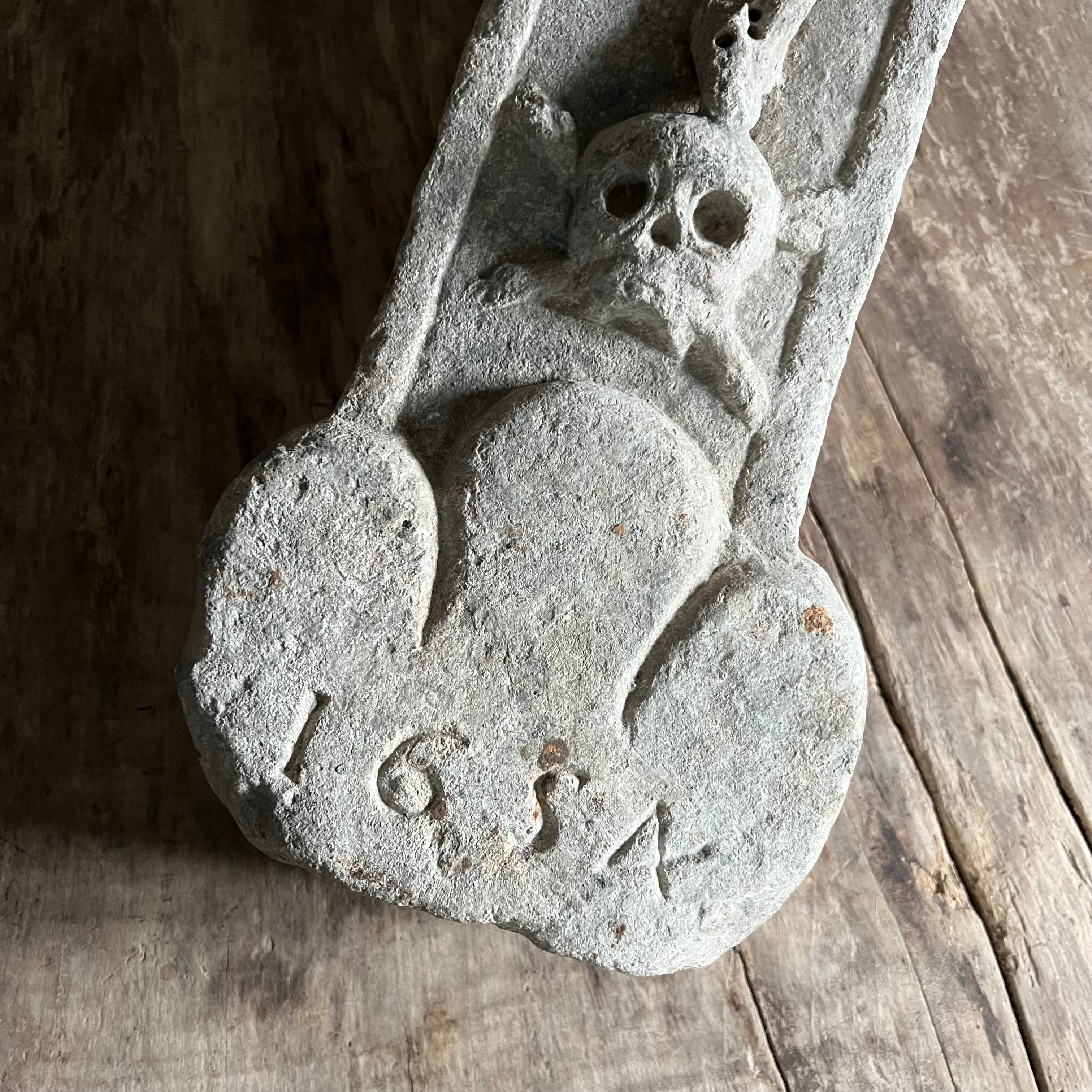 Carved Stone Italian Plague Marker d.1654 - Image 3