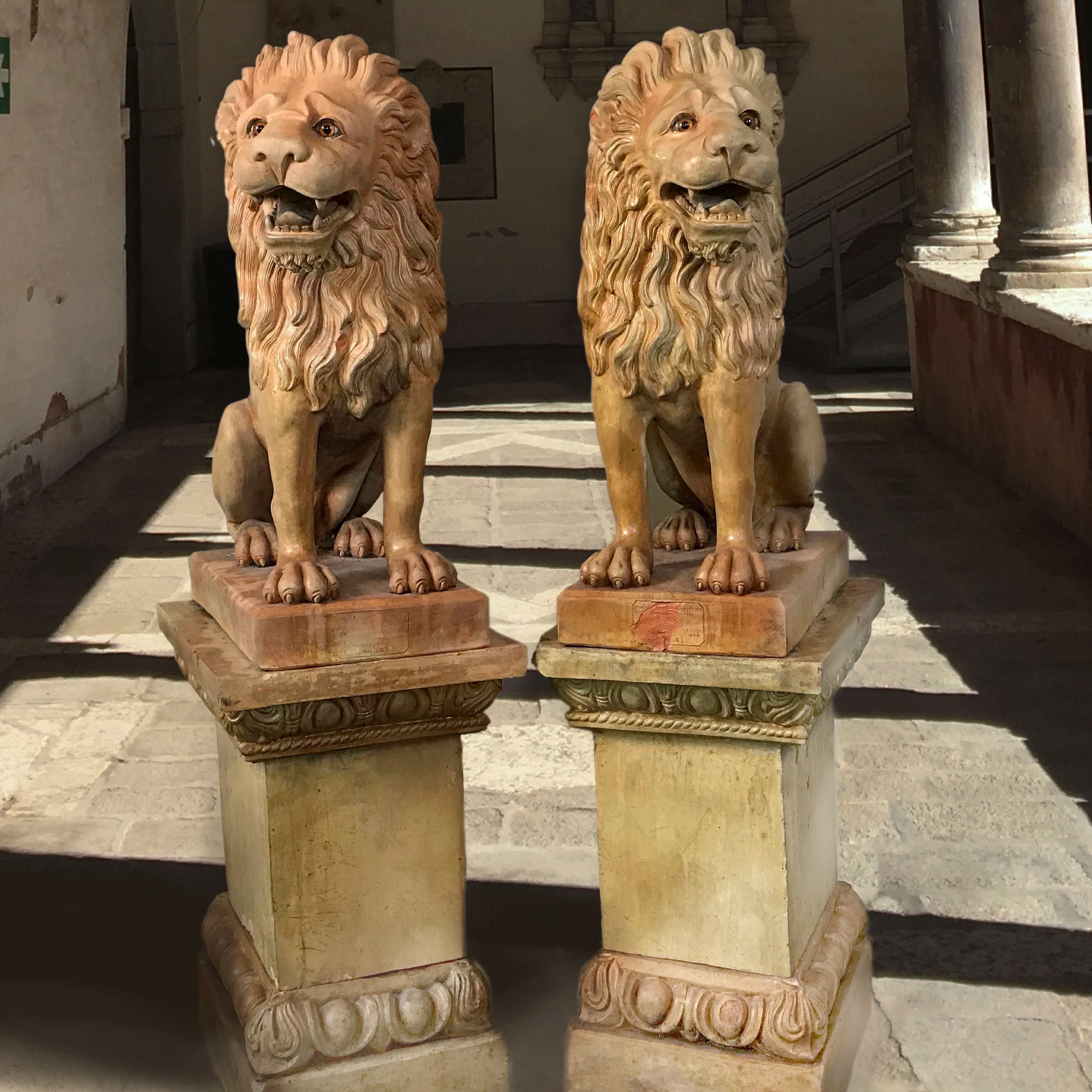 French Terracotta Lion Sculptures by Mandeville-Combeleran 1880-1905 - Image 5
