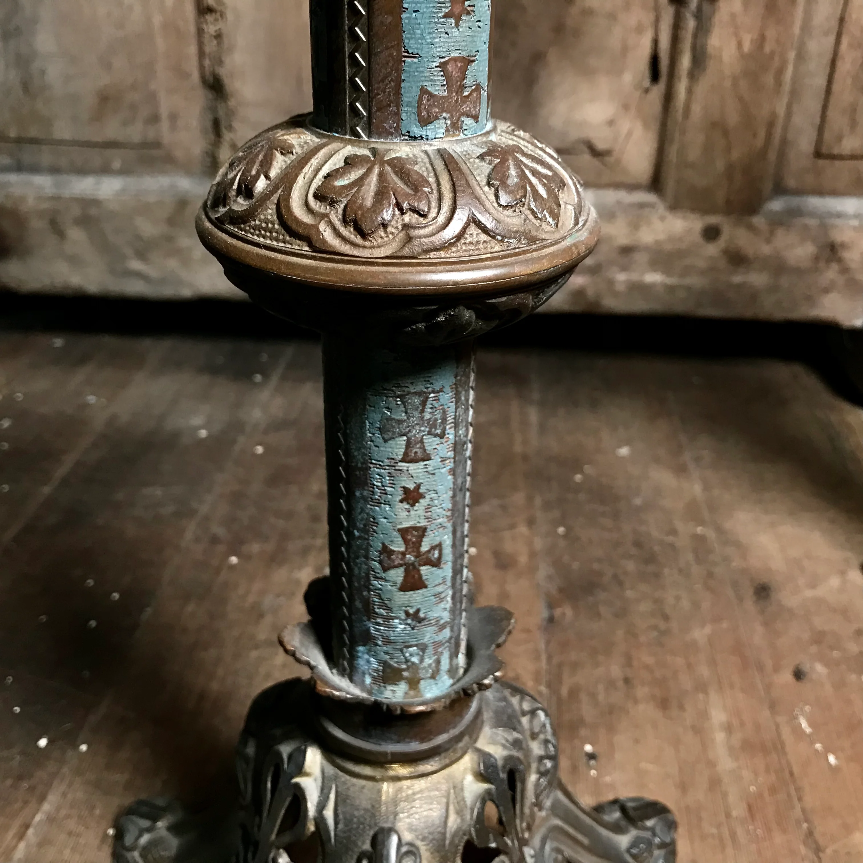Pair of French Neo-Gothic Altar Candelabra c.1860 - Image 10