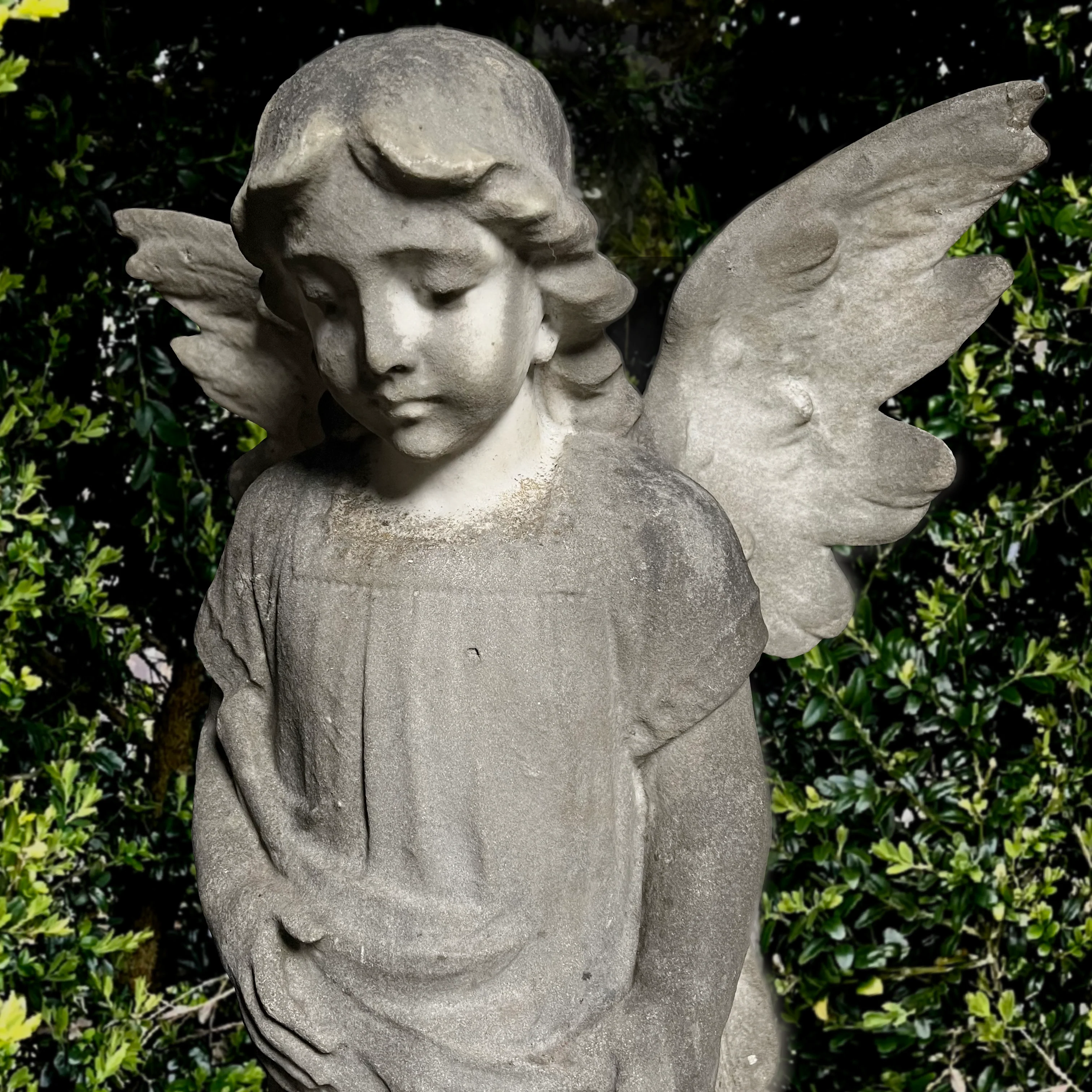Serene French Marble Angel c.1860 - Image 6
